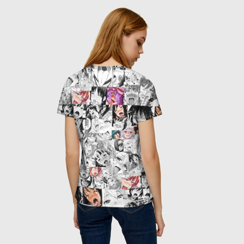 Женская футболка 3D с принтом Ahegao Girls, вид сзади #2