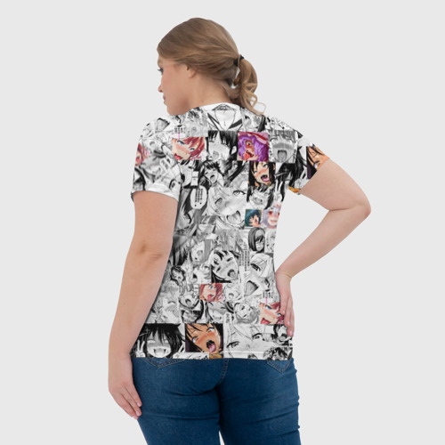 Женская футболка 3D с принтом Ahegao Girls, вид сзади #2