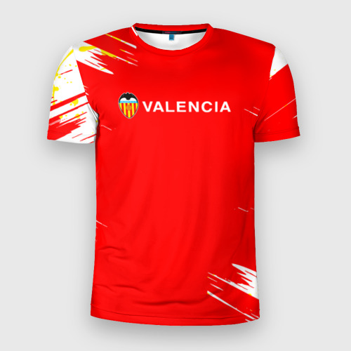 Мужская приталенная футболка с принтом Валенсия sport, вид спереди №1
