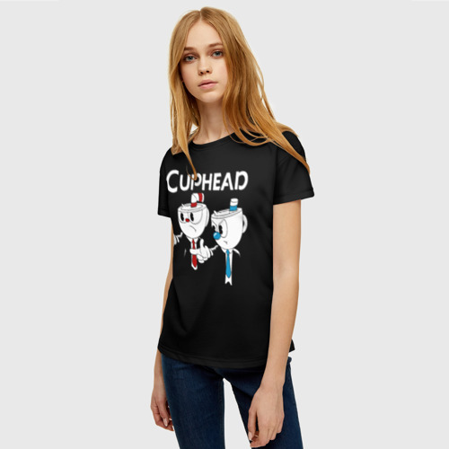 Женская футболка 3D с принтом Cuphead грозные ребята из Криминального чтива, фото на моделе #1