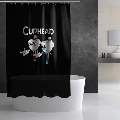 Штора 3D для ванной Cuphead грозные ребята из Криминального чтива - фото 3