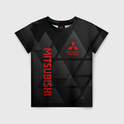 Детская футболка 3D с принтом Mitsubishi Геометрия треугольники, вид спереди #2