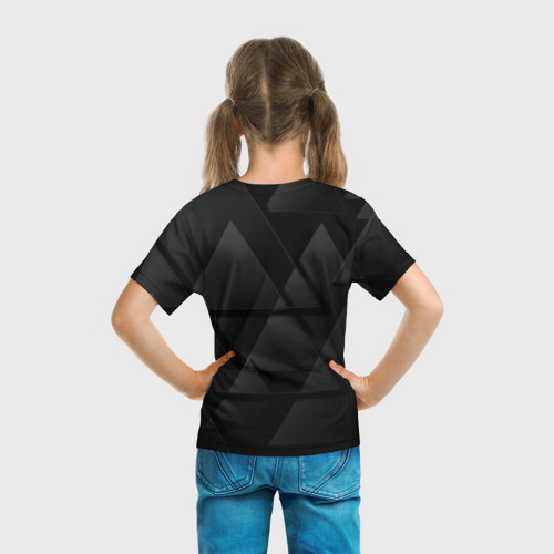 Детская футболка 3D с принтом Mitsubishi Геометрия треугольники, вид сзади #2