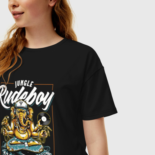 Женская футболка хлопок Oversize Rudeboy, цвет черный - фото 3