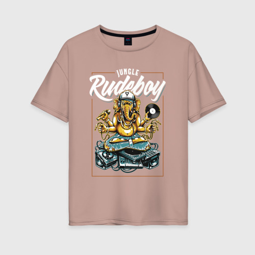 Женская футболка хлопок Oversize Rudeboy, цвет пыльно-розовый