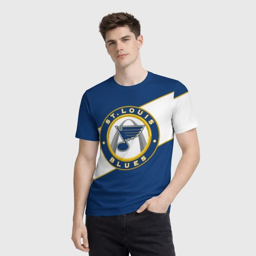 Мужская футболка 3D с принтом St Louis Blues Сент Луис Блюз, фото на моделе #1