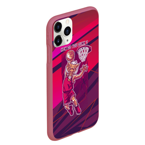 Чехол для iPhone 11 Pro Max матовый Баскетбол кабан - how do you dunk, цвет малиновый - фото 3