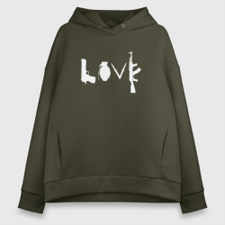 Женское худи Oversize хлопок Banksy love Weapon