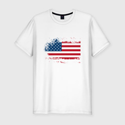 Мужская футболка хлопок Slim Американский флаг Stars