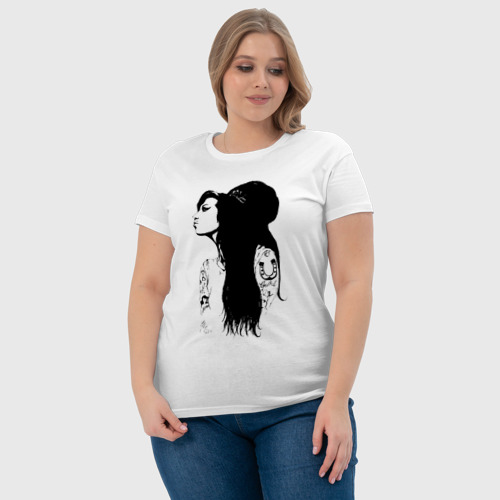 Женская футболка хлопок с принтом Эмми Вайнхаус, фото #4