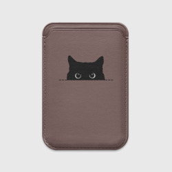 Картхолдер Magsafe магнитный Черная кошка выглядывает из укрытия