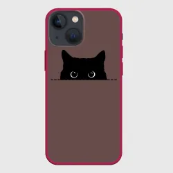 Чехол для iPhone 13 mini Черная кошка выглядывает из укрытия
