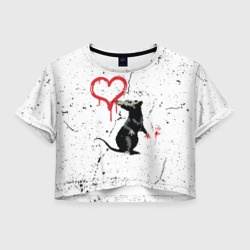 Женская футболка Crop-top 3D Banksy Бэнкси крыса