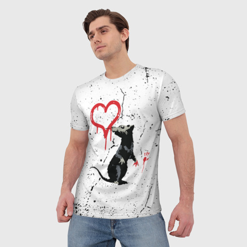 Мужская футболка 3D с принтом Banksy Бэнкси крыса, фото на моделе #1