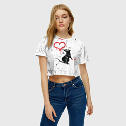 Женская футболка Crop-top 3D Banksy Бэнкси крыса - фото 2