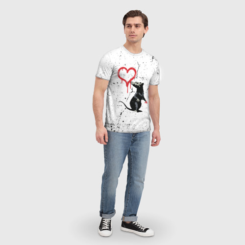 Мужская футболка 3D с принтом Banksy Бэнкси крыса, вид сбоку #3