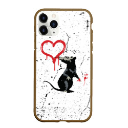 Чехол для iPhone 11 Pro Max матовый Banksy Бэнкси крыса