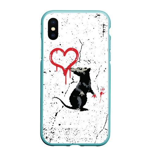 Чехол для iPhone XS Max матовый Banksy Бэнкси крыса, цвет мятный