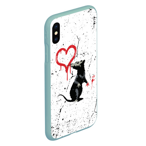 Чехол для iPhone XS Max матовый Banksy Бэнкси крыса, цвет мятный - фото 3