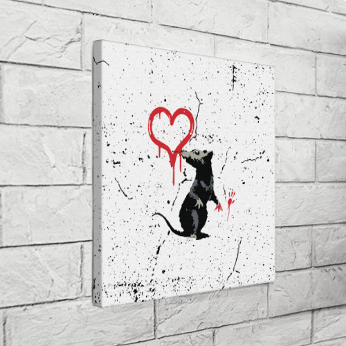 Холст квадратный Banksy Бэнкси крыса, цвет 3D печать - фото 3