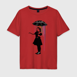 Мужская футболка хлопок Oversize Banksy Бэнкси девушка под зонтом