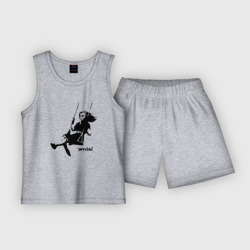 Детская пижама с шортами хлопок Banksy Бэнкси девочка на качелях