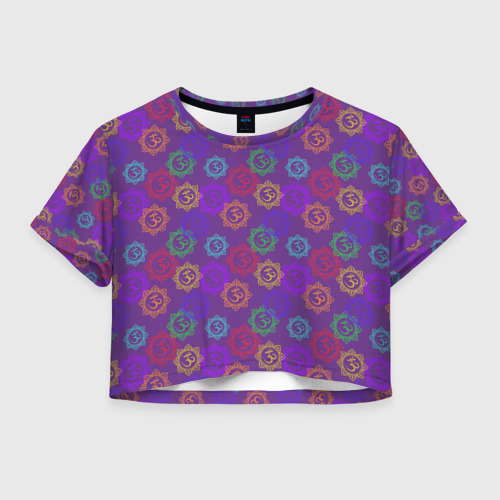 Женская футболка Crop-top с принтом Мантра ом - Аум, вид спереди №1