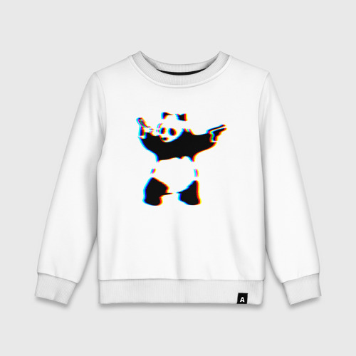 Детский свитшот хлопок Banksy Panda with guns - Бэнкси, цвет белый