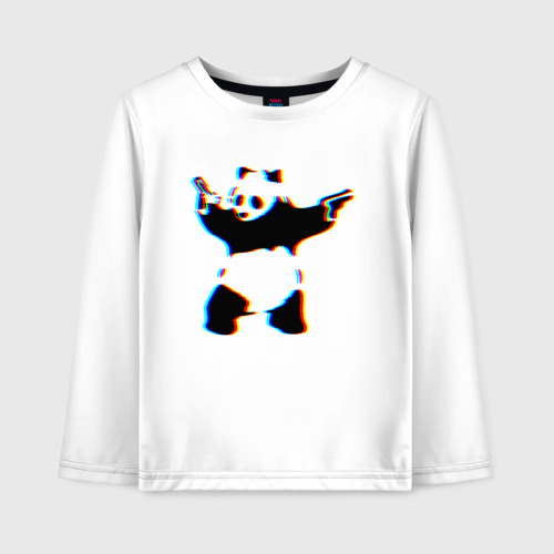 Детский лонгслив хлопок Banksy Panda with guns - Бэнкси, цвет белый