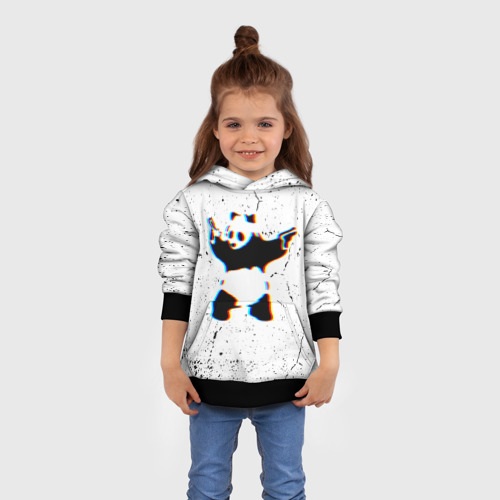 Детская толстовка 3D Banksy Panda with guns Бэнкси, цвет черный - фото 4