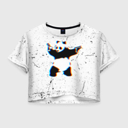 Женская футболка Crop-top 3D Banksy Panda with guns Бэнкси