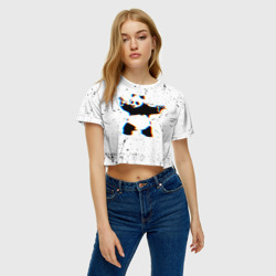 Женская футболка Crop-top 3D Banksy Panda with guns Бэнкси - фото 2