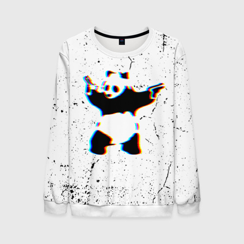 Мужской свитшот 3D Banksy Panda with guns Бэнкси, цвет белый