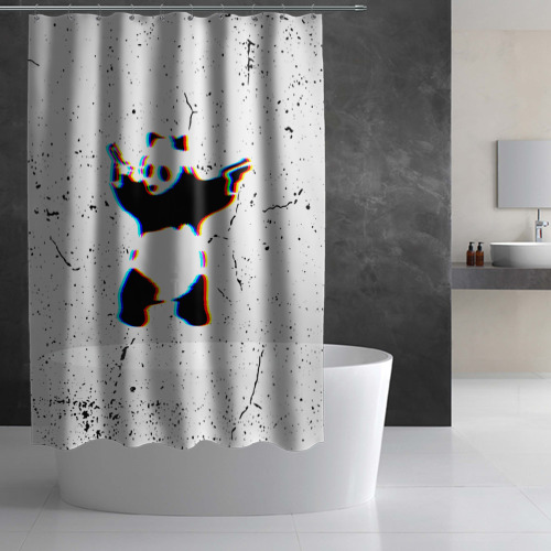 Штора 3D для ванной Banksy Panda with guns Бэнкси - фото 3