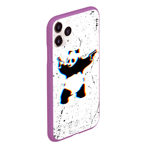 Чехол для iPhone 11 Pro Max матовый Banksy Panda with guns Бэнкси, цвет фиолетовый - фото 3