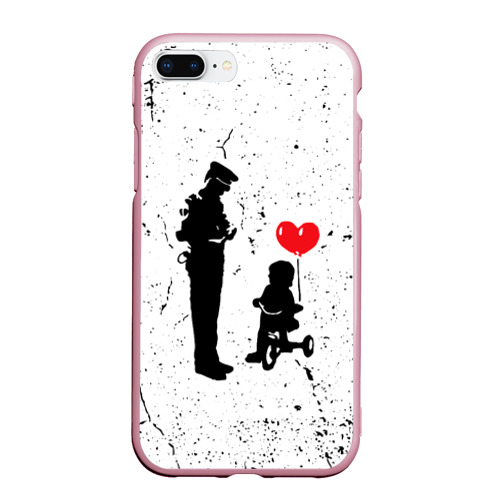 Чехол для iPhone 7Plus/8 Plus матовый Banksy - ребенок на велосипеде, цвет розовый