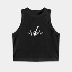 Женская укороченная майка-топ хлопок Гитара в сердце