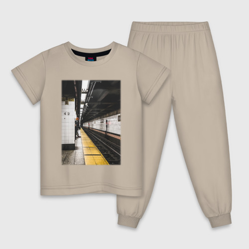 Детская пижама хлопок Метрополитен В Нью-Йорке, цвет миндальный