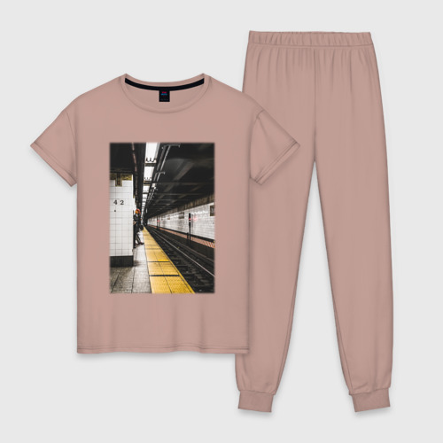 Женская пижама хлопок Метрополитен В Нью-Йорке, цвет пыльно-розовый