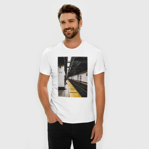 Мужская футболка хлопок Slim Метрополитен В Нью-Йорке, цвет белый - фото 3
