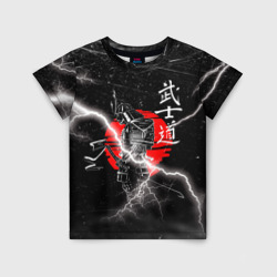 Детская футболка 3D Самурай Бусидо Иероглифы Samurai Lightning