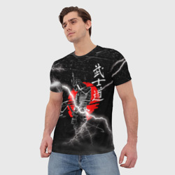 Мужская футболка 3D Самурай Бусидо Иероглифы Samurai Lightning - фото 2