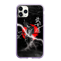 Чехол для iPhone 11 Pro матовый Самурай Бусидо Иероглифы Samurai Lightning