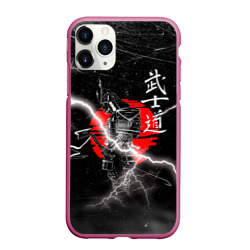 Чехол для iPhone 11 Pro Max матовый Самурай Бусидо Иероглифы Samurai Lightning