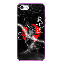 Чехол для iPhone 5/5S матовый Самурай Бусидо Иероглифы Samurai Lightning