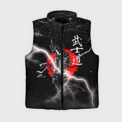 Женский жилет утепленный 3D Самурай Бусидо Иероглифы Samurai Lightning