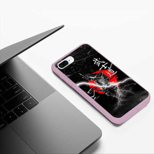 Чехол для iPhone 7Plus/8 Plus матовый Самурай Бусидо Иероглифы Samurai Lightning, цвет розовый - фото 5
