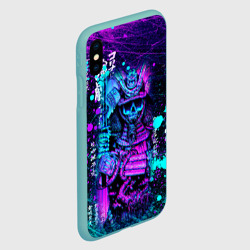Чехол для iPhone XS Max матовый Неоновый японский самурай - фото 2