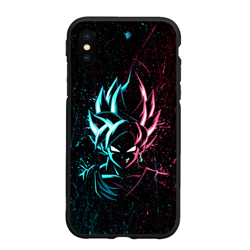 Чехол для iPhone XS Max матовый Неоновый Гоку Блек Аниме Anime Dragon Ball, цвет черный