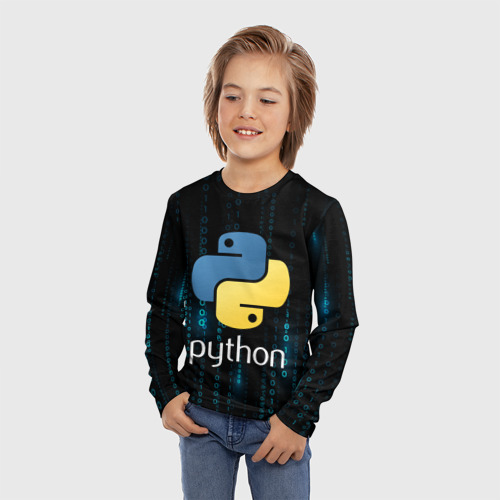 Детский лонгслив 3D Python двоичный код, цвет 3D печать - фото 3